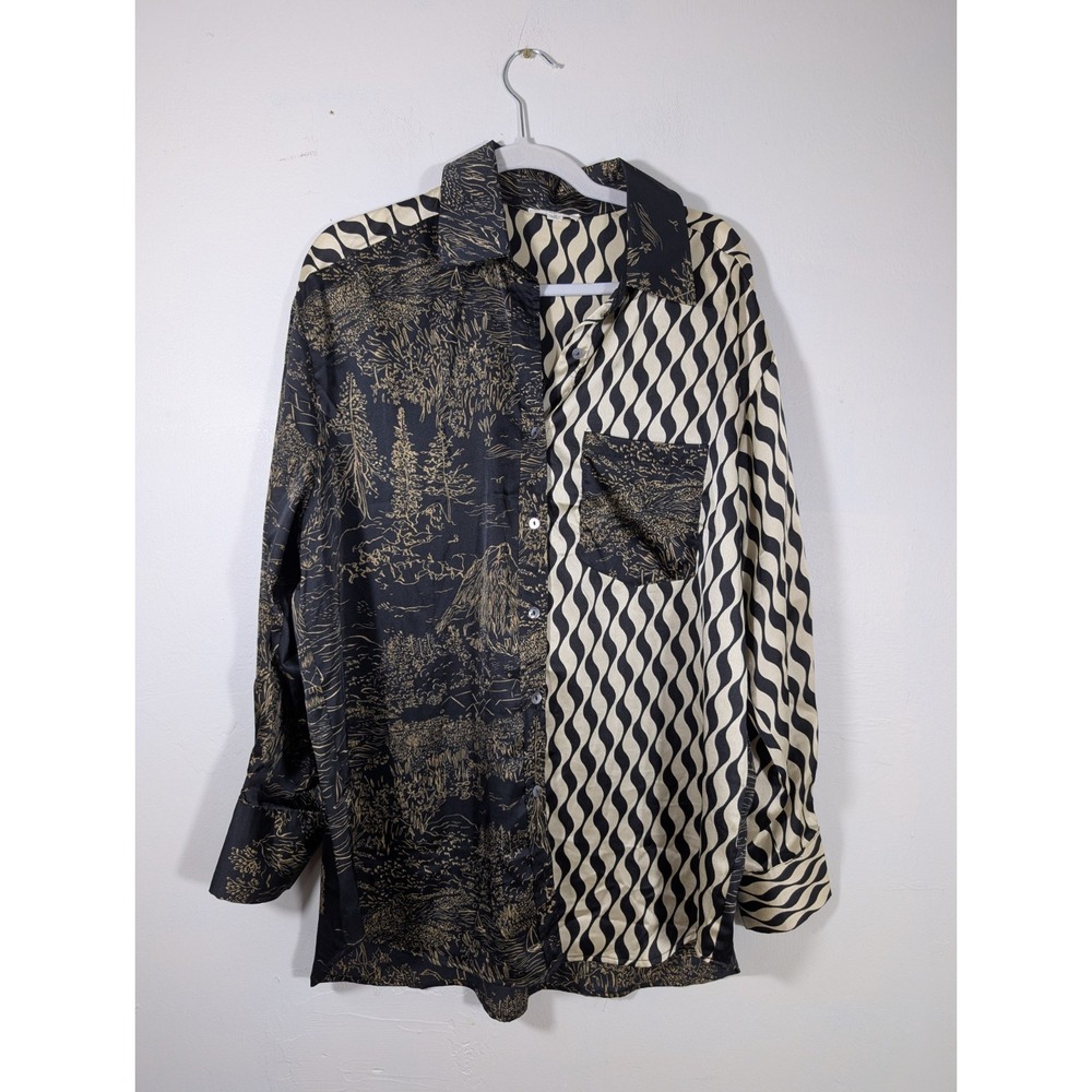 Entro Button Up Multi Print Long Sleeve Shirt Size M